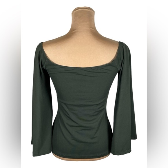 Susana Monaco Green Puffy Long-sleeve Blouse Small - Picture 3 of 10